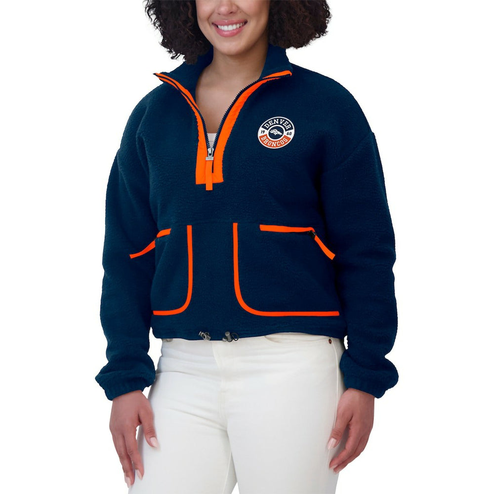 Denver Broncos WEAR by Erin Andrews Women's Polar Fleece Half-Zip Jacket - Navy - NFL