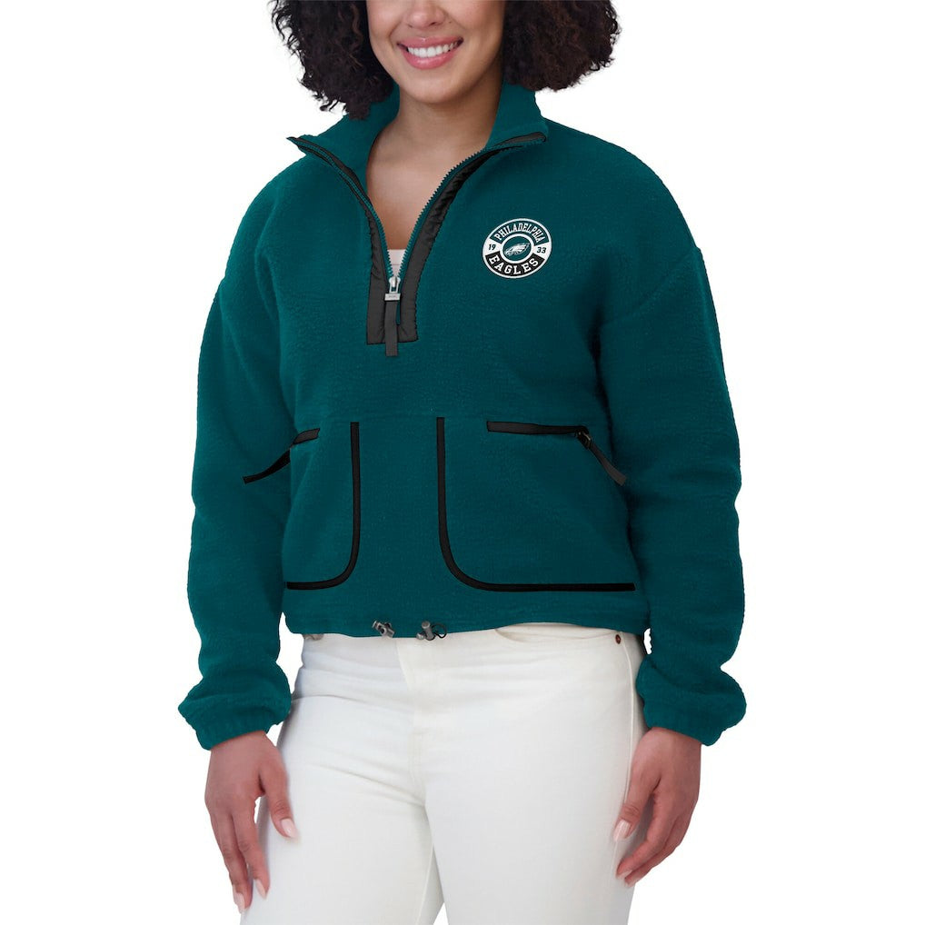 Philadelphia Eagles WEAR by Erin Andrews Women's Polar Fleece Half-Zip Jacket - Midnight Green - NFL
