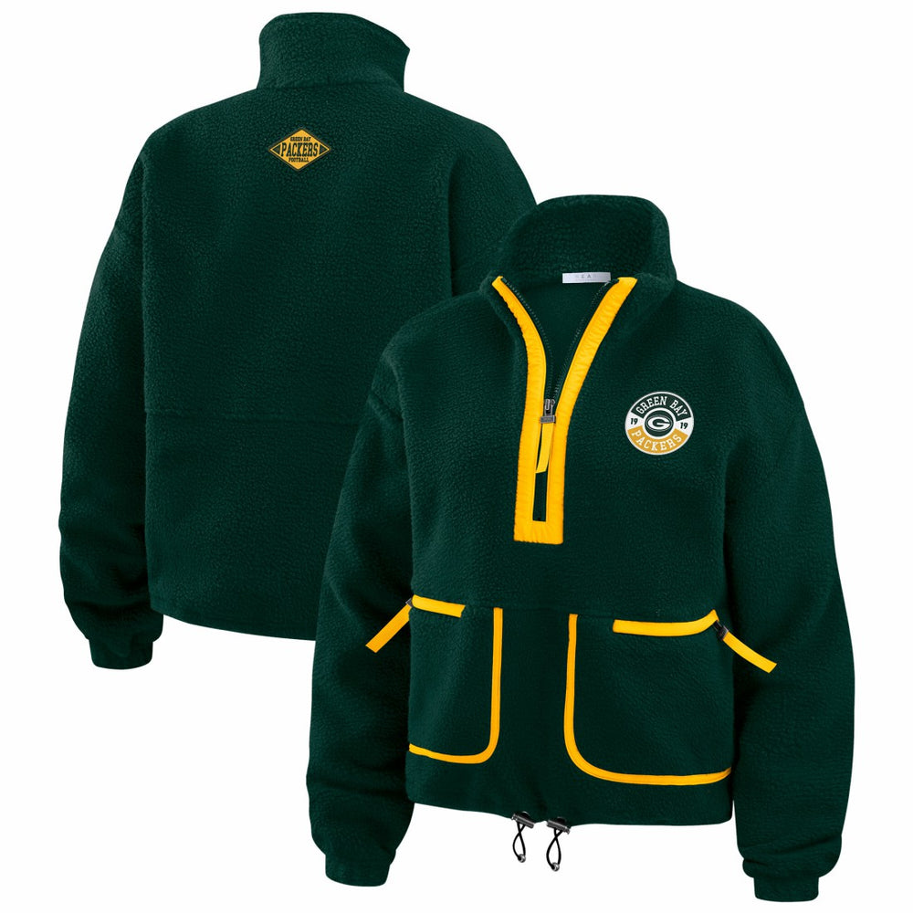 Green Bay Packers WEAR by Erin Andrews Women's Polar Fleece Half-Zip Jacket - Green - NFL