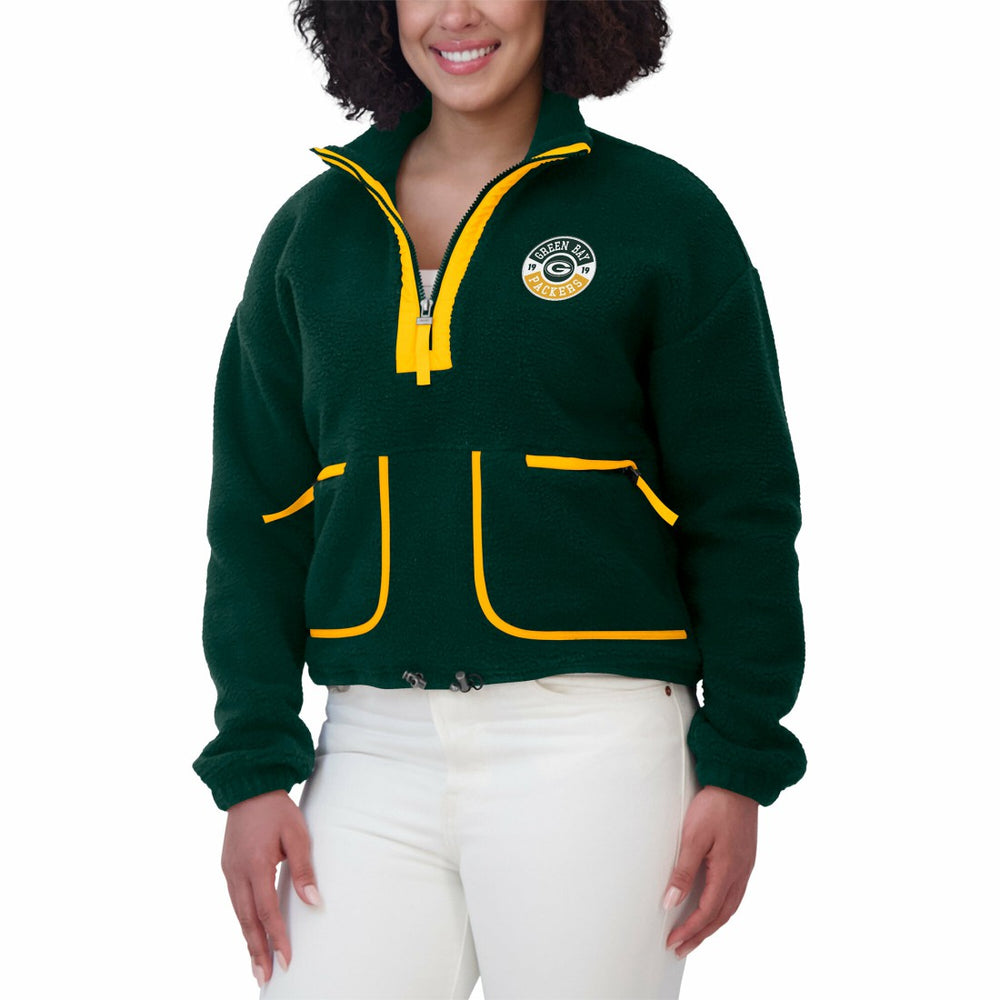 Green Bay Packers WEAR by Erin Andrews Women's Polar Fleece Half-Zip Jacket - Green - NFL