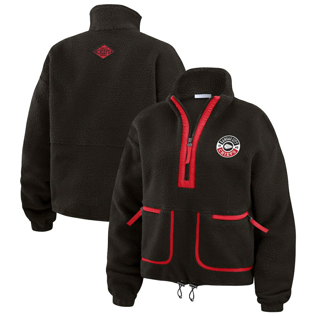 Kansas City Chiefs WEAR by Erin Andrews Women's Polar Fleece Half-Zip Jacket - Black - NFL