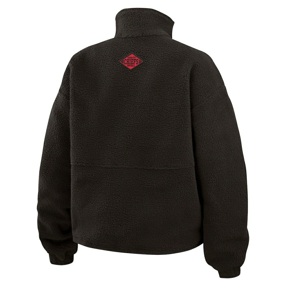 Kansas City Chiefs WEAR by Erin Andrews Women's Polar Fleece Half-Zip Jacket - Black - NFL