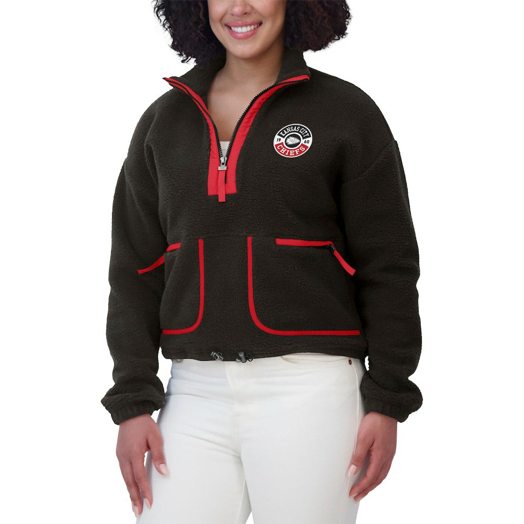 Kansas City Chiefs WEAR by Erin Andrews Women's Polar Fleece Half-Zip Jacket - Black - NFL