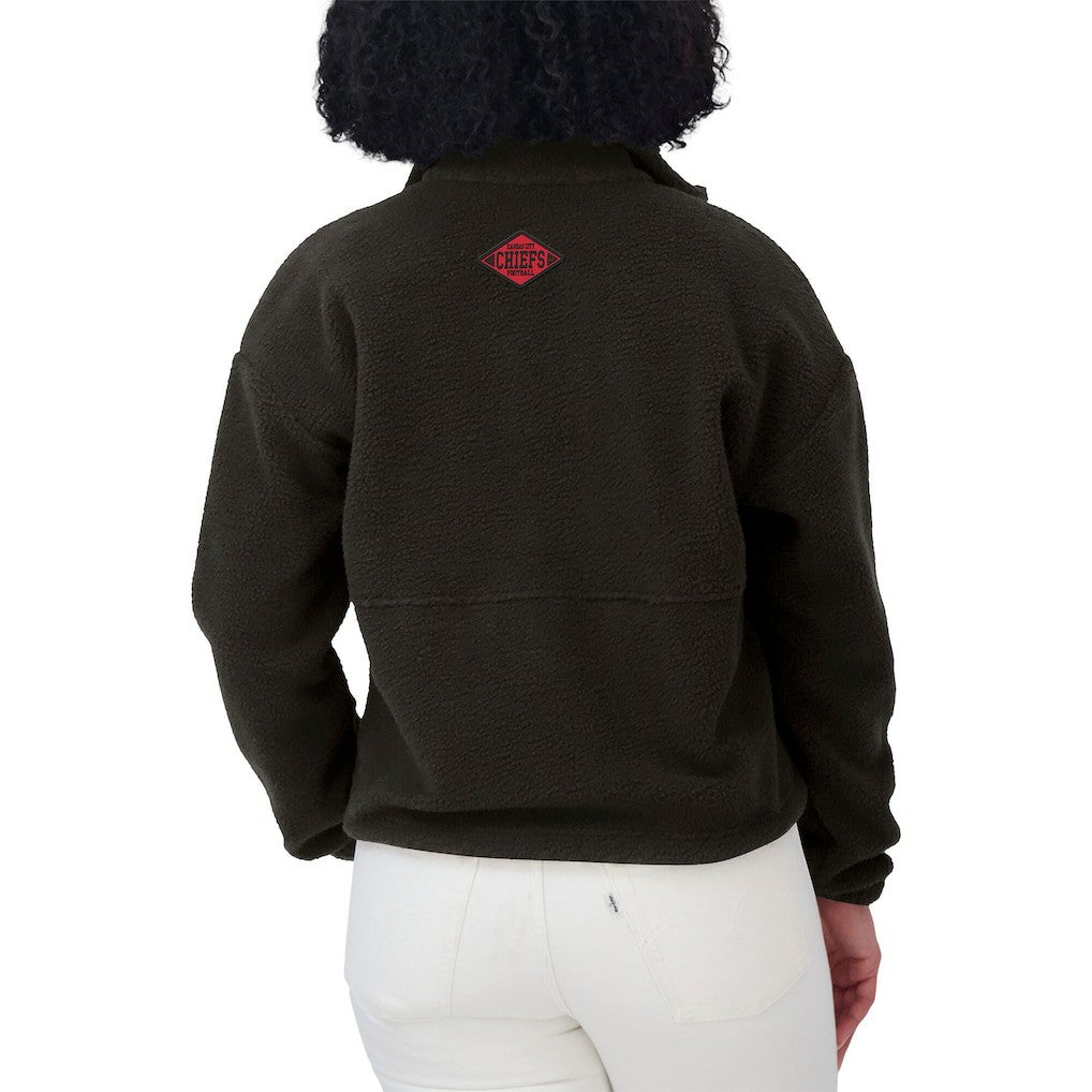 Kansas City Chiefs WEAR by Erin Andrews Women's Polar Fleece Half-Zip Jacket - Black - NFL