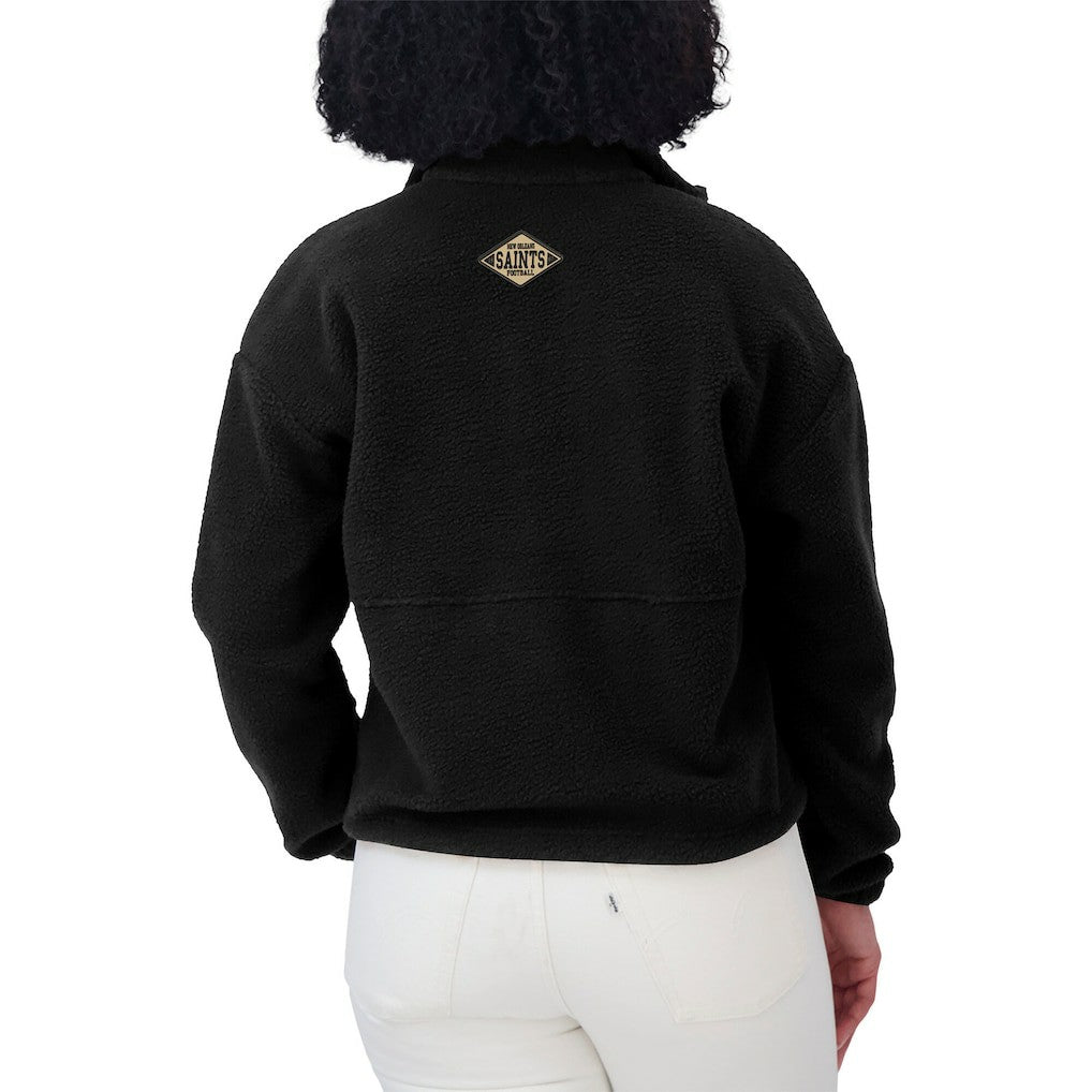 New Orleans Saints WEAR by Erin Andrews Women's Polar Fleece Half-Zip Jacket - Black - NFL
