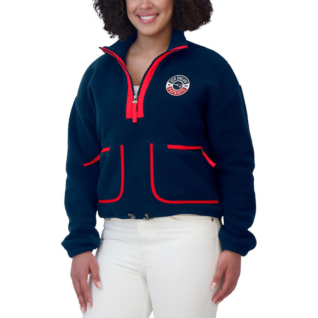New England Patriots WEAR by Erin Andrews Women's Polar Fleece Half-Zip Jacket - Navy - NFL