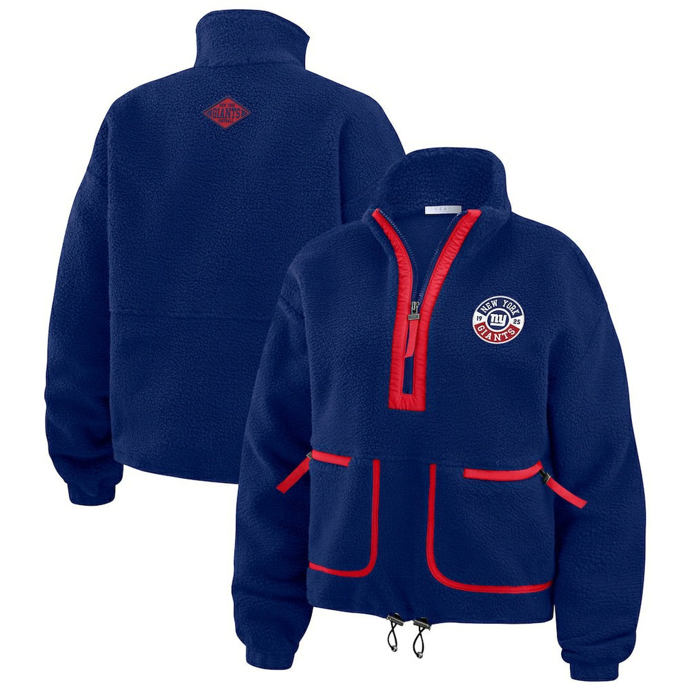 New York Giants WEAR by Erin Andrews Women's Polar Fleece Half-Zip Jacket - Royal - NFL