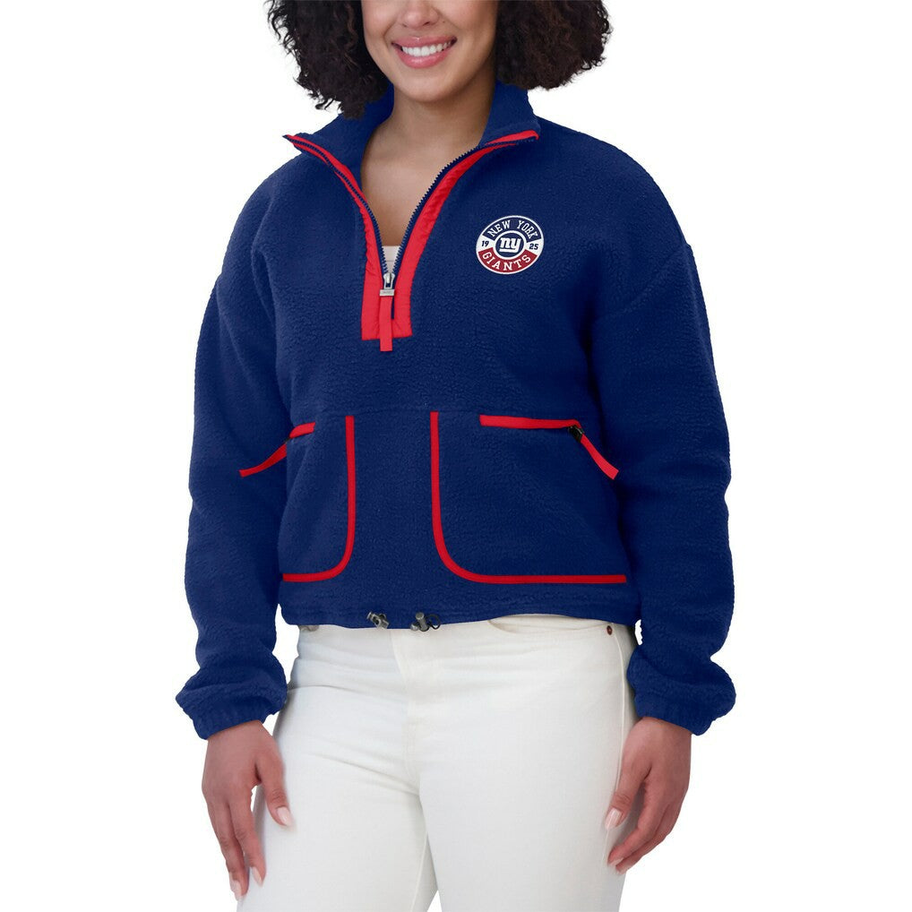 New York Giants WEAR by Erin Andrews Women's Polar Fleece Half-Zip Jacket - Royal - NFL