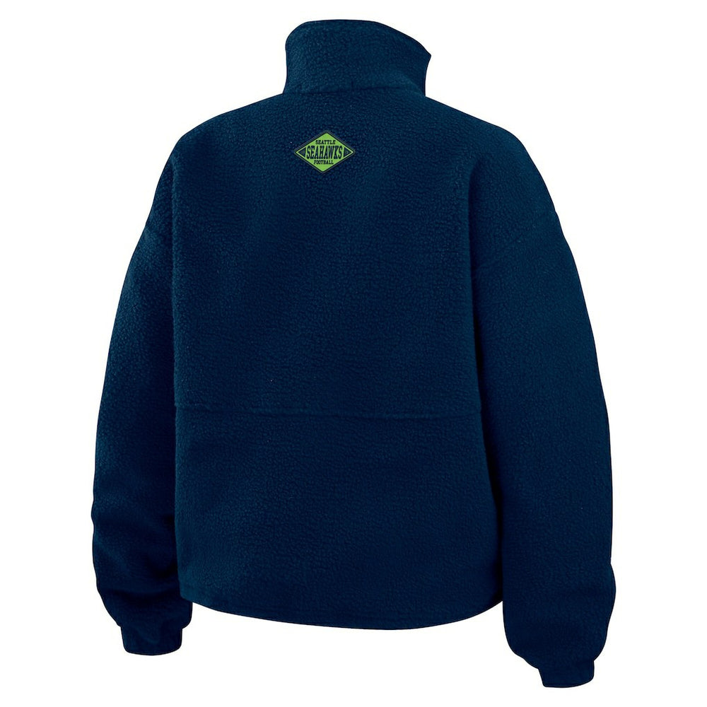 Seattle Seahawks WEAR by Erin Andrews Women's Polar Fleece Half-Zip Jacket - College Navy - NFL