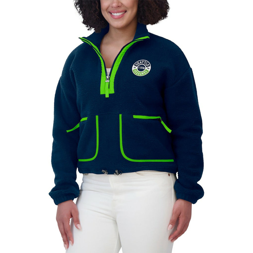 Seattle Seahawks WEAR by Erin Andrews Women's Polar Fleece Half-Zip Jacket - College Navy - NFL
