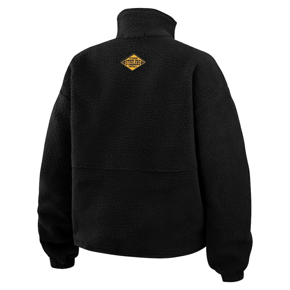 Pittsburgh Steelers WEAR by Erin Andrews Women's Polar Fleece Half-Zip Jacket - Black - NFL