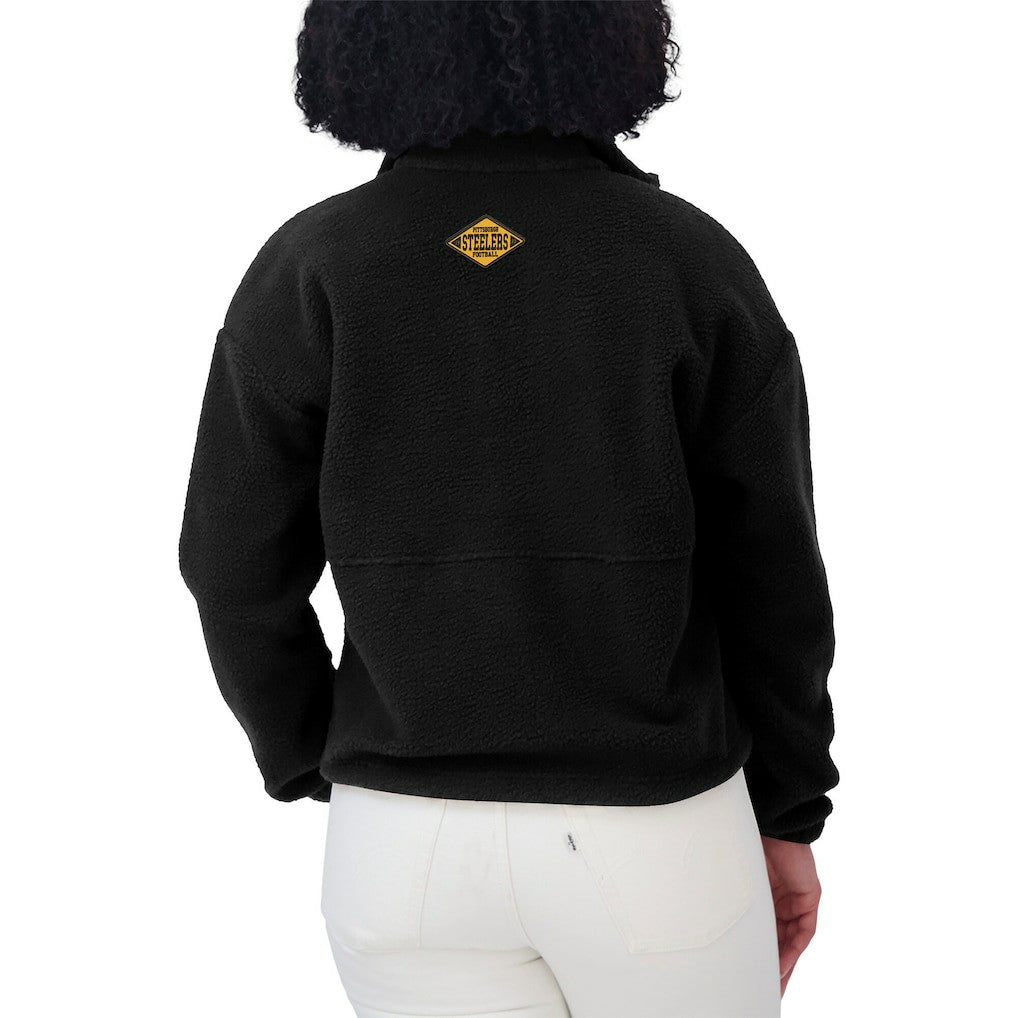 Pittsburgh Steelers WEAR by Erin Andrews Women's Polar Fleece Half-Zip Jacket - Black - NFL