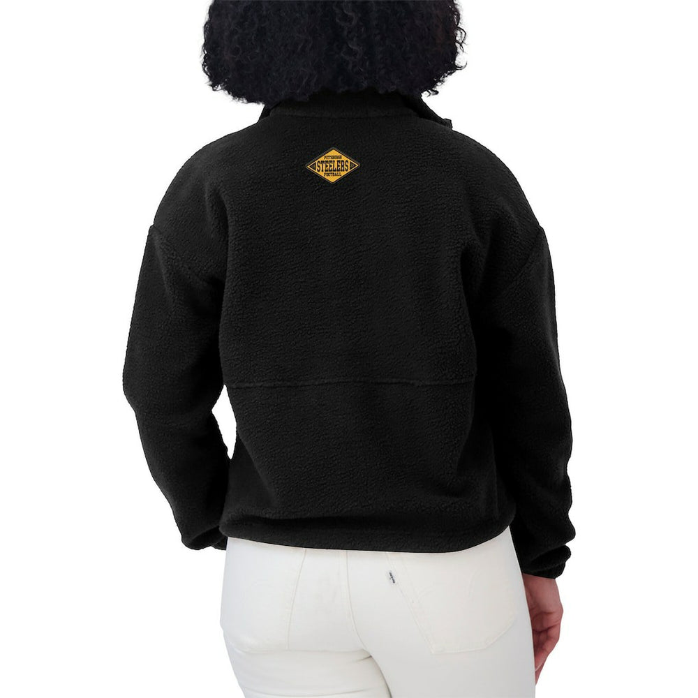 Pittsburgh Steelers WEAR by Erin Andrews Women's Polar Fleece Half-Zip Jacket - Black - NFL