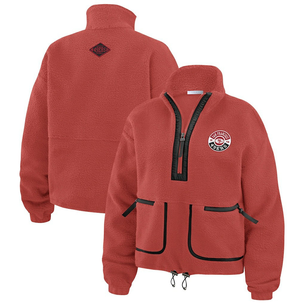 San Francisco 49ers WEAR by Erin Andrews Women's Polar Fleece Half-Zip Jacket - Scarlet - NFL