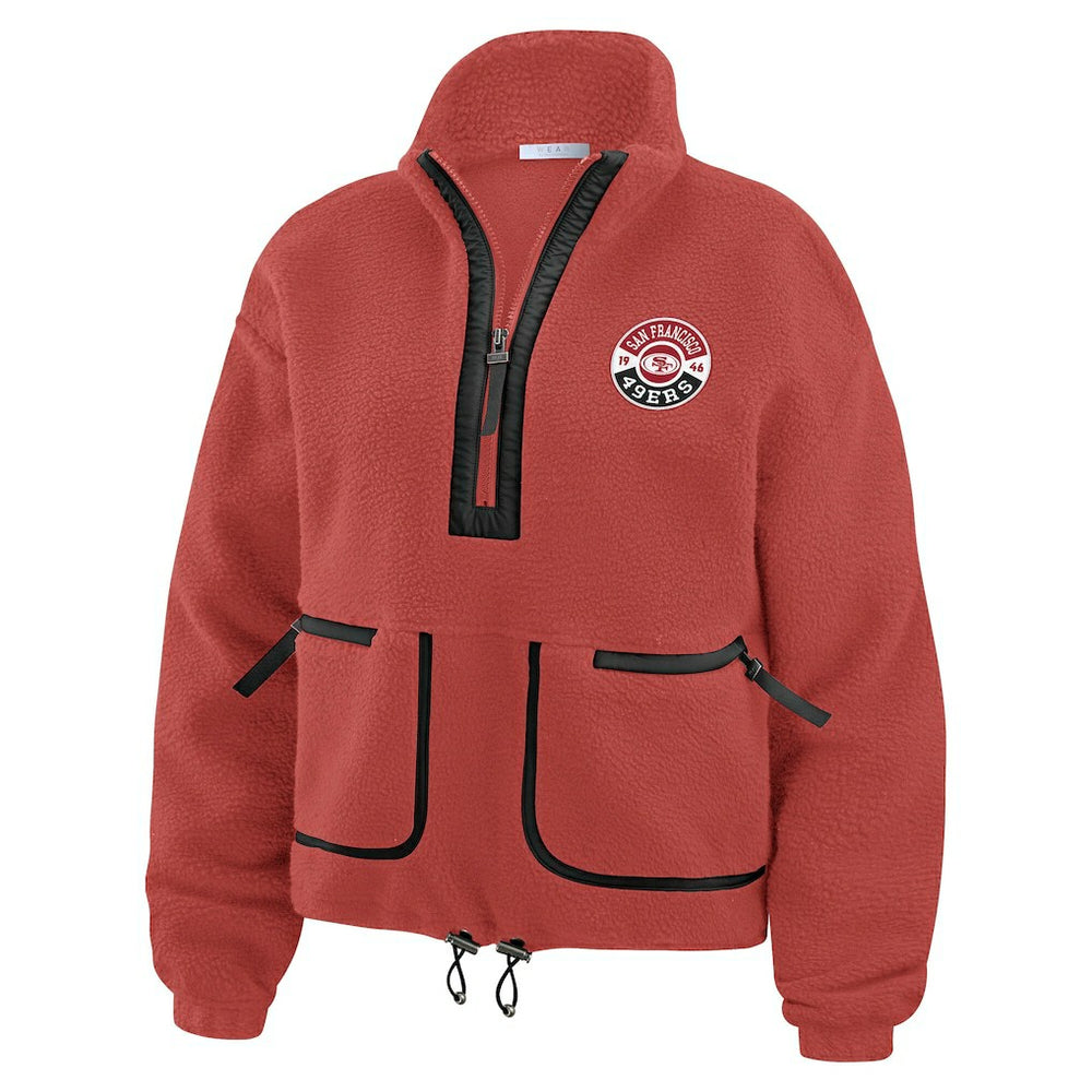 San Francisco 49ers WEAR by Erin Andrews Women's Polar Fleece Half-Zip Jacket - Scarlet - NFL