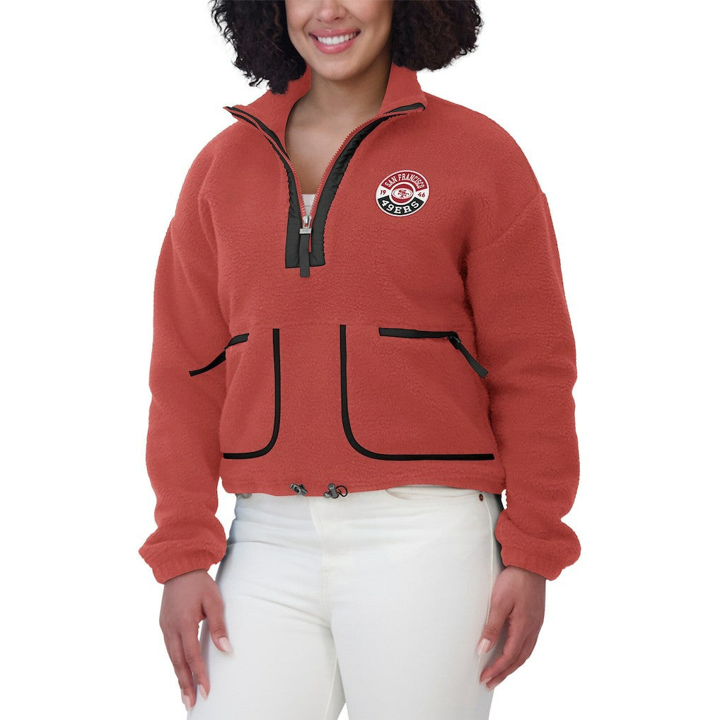 San Francisco 49ers WEAR by Erin Andrews Women's Polar Fleece Half-Zip Jacket - Scarlet - NFL