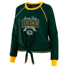 Green Bay Packers WEAR by Erin Andrews Women's Tie-Front Long Sleeve Top - Green/Gold - NFL