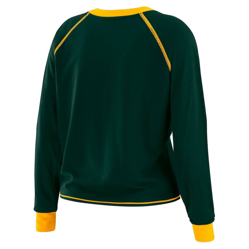 Green Bay Packers WEAR by Erin Andrews Women's Tie-Front Long Sleeve Top - Green/Gold - NFL