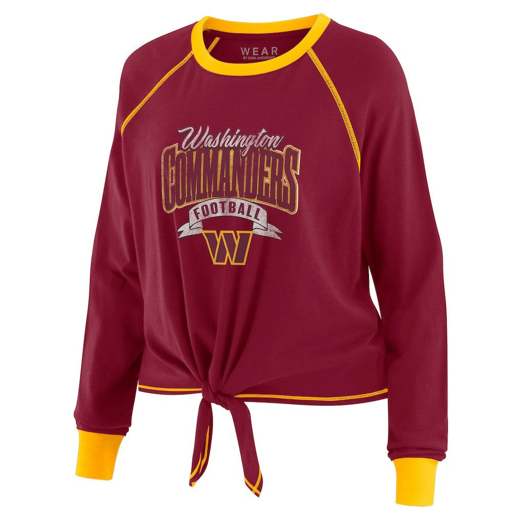 Washington Commanders WEAR by Erin Andrews Women's Tie-Front Long Sleeve Top - Burgundy/Gold - NFL