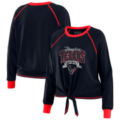 Houston Texans WEAR by Erin Andrews Women's Tie-Front Long Sleeve Top - Navy/Red - NFL