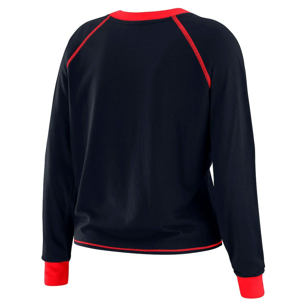 Houston Texans WEAR by Erin Andrews Women's Tie-Front Long Sleeve Top - Navy/Red - NFL