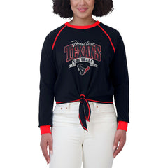 Houston Texans WEAR by Erin Andrews Women's Tie-Front Long Sleeve Top - Navy/Red - NFL