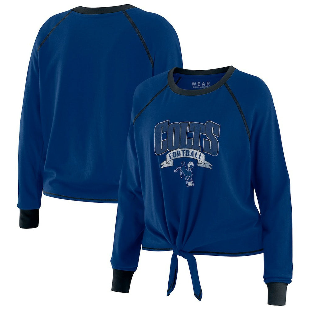 Indianapolis Colts WEAR by Erin Andrews Women's Tie-Front Long Sleeve Top - Royal/Black - NFL