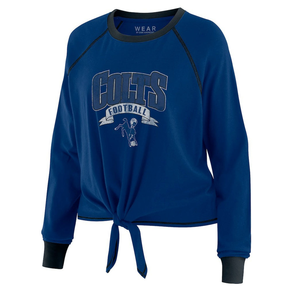 Indianapolis Colts WEAR by Erin Andrews Women's Tie-Front Long Sleeve Top - Royal/Black - NFL