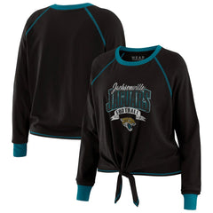 Jacksonville Jaguars WEAR by Erin Andrews Women's Tie-Front Long Sleeve Top - Black/Teal - NFL