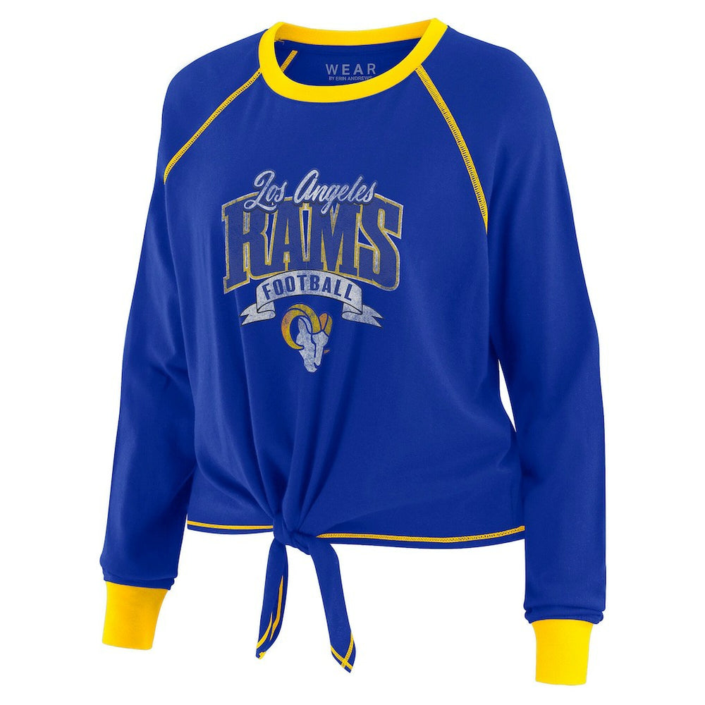 Los Angeles Rams WEAR by Erin Andrews Women's Tie-Front Long Sleeve Top - Royal/Gold - NFL