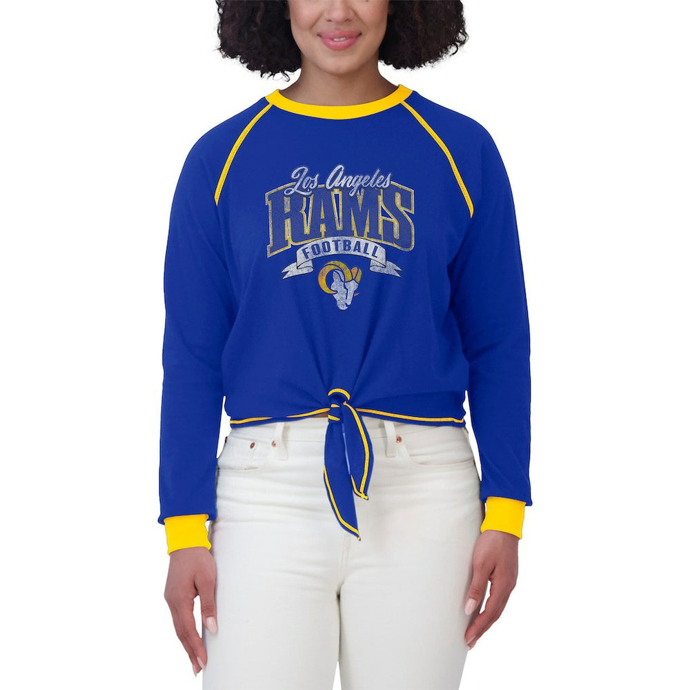 Los Angeles Rams WEAR by Erin Andrews Women's Tie-Front Long Sleeve Top - Royal/Gold - NFL