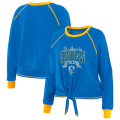 Los Angeles Chargers WEAR by Erin Andrews Women's Tie-Front Long Sleeve Top - Powder Blue/Yellow - NFL
