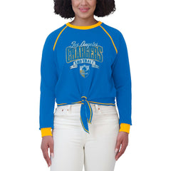 Los Angeles Chargers WEAR by Erin Andrews Women's Tie-Front Long Sleeve Top - Powder Blue/Yellow - NFL