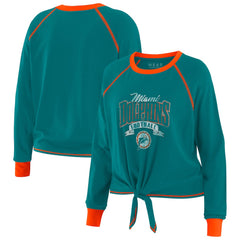 Miami Dolphins WEAR by Erin Andrews Women's Tie-Front Long Sleeve Top - Aqua/Orange - NFL