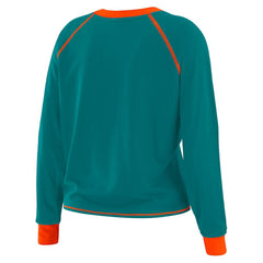 Miami Dolphins WEAR by Erin Andrews Women's Tie-Front Long Sleeve Top - Aqua/Orange - NFL