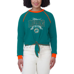 Miami Dolphins WEAR by Erin Andrews Women's Tie-Front Long Sleeve Top - Aqua/Orange - NFL