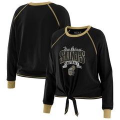 New Orleans Saints WEAR by Erin Andrews Women's Tie-Front Long Sleeve Top - Black/Gold - NFL