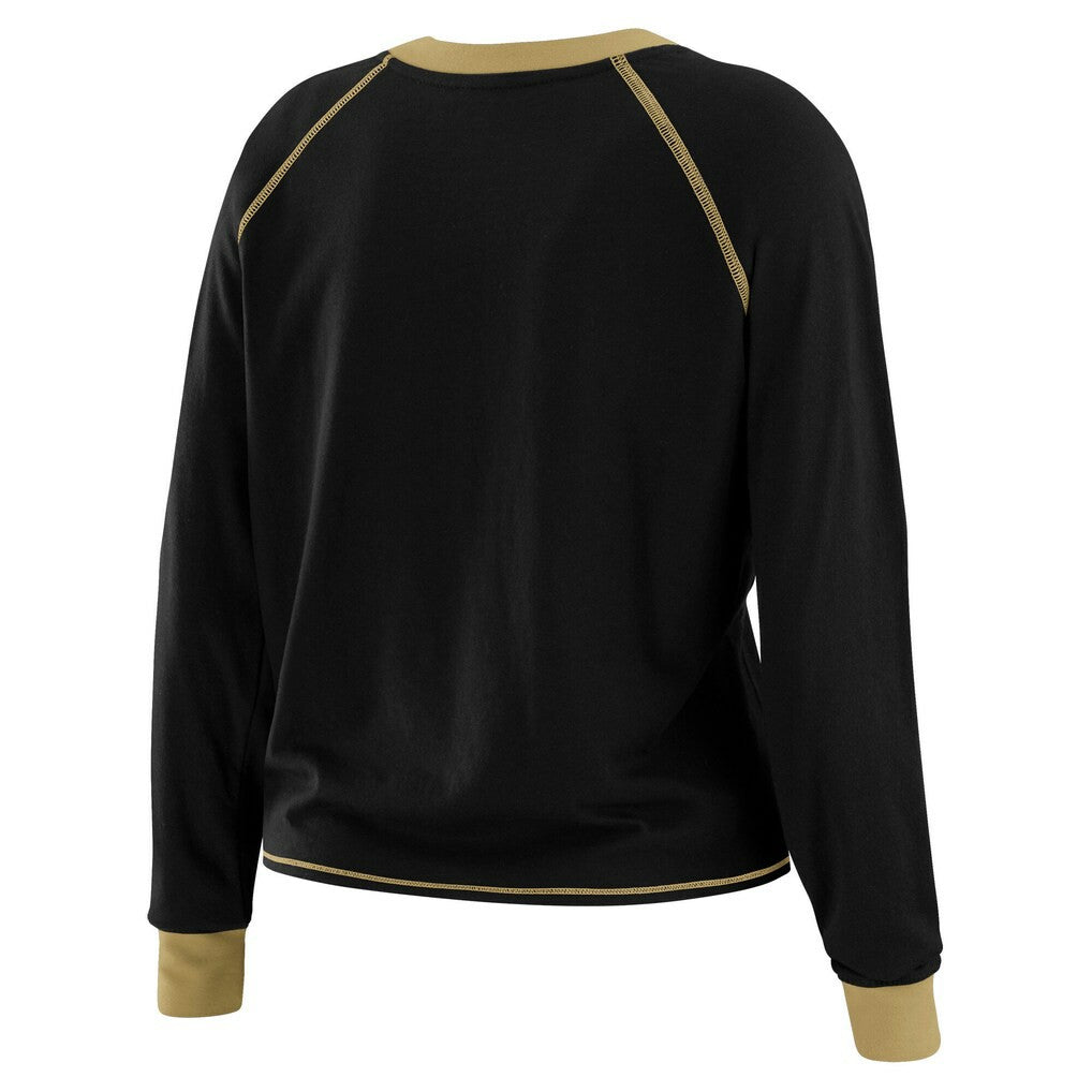 New Orleans Saints WEAR by Erin Andrews Women's Tie-Front Long Sleeve Top - Black/Gold - NFL