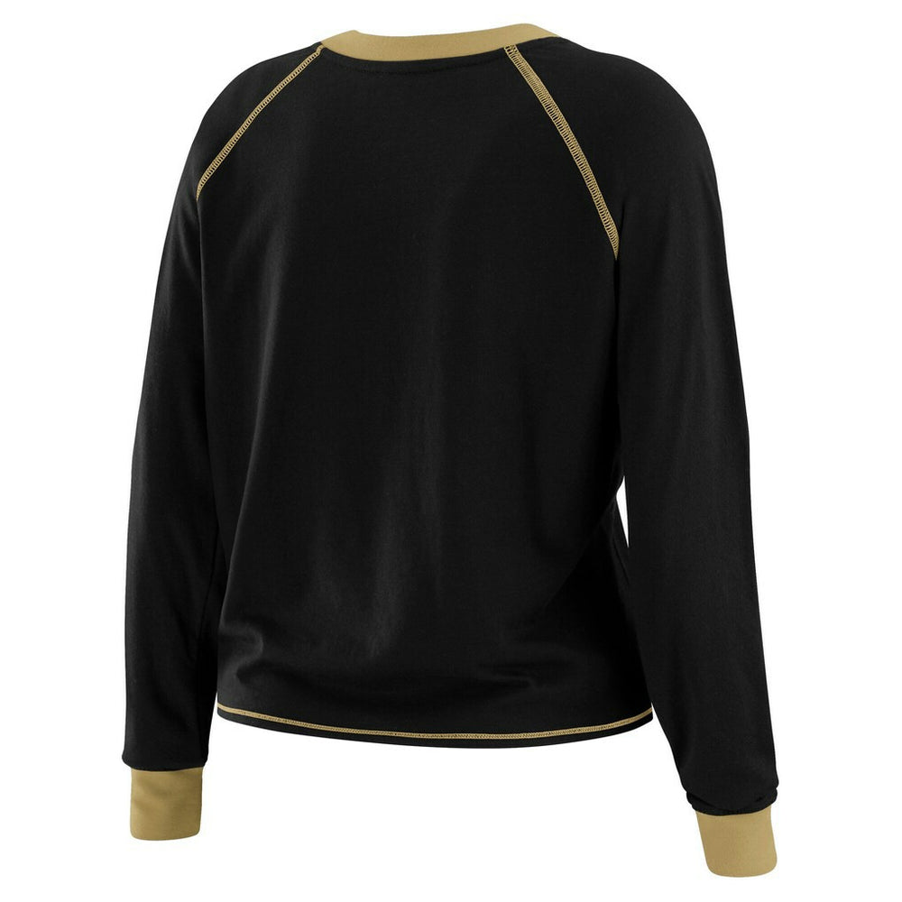 New Orleans Saints WEAR by Erin Andrews Women's Tie-Front Long Sleeve Top - Black/Gold - NFL