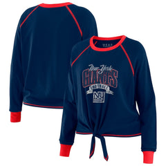 New York Giants WEAR by Erin Andrews Women's Tie-Front Long Sleeve Top - Navy/Red - NFL