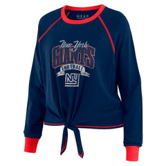 New York Giants WEAR by Erin Andrews Women's Tie-Front Long Sleeve Top - Navy/Red - NFL