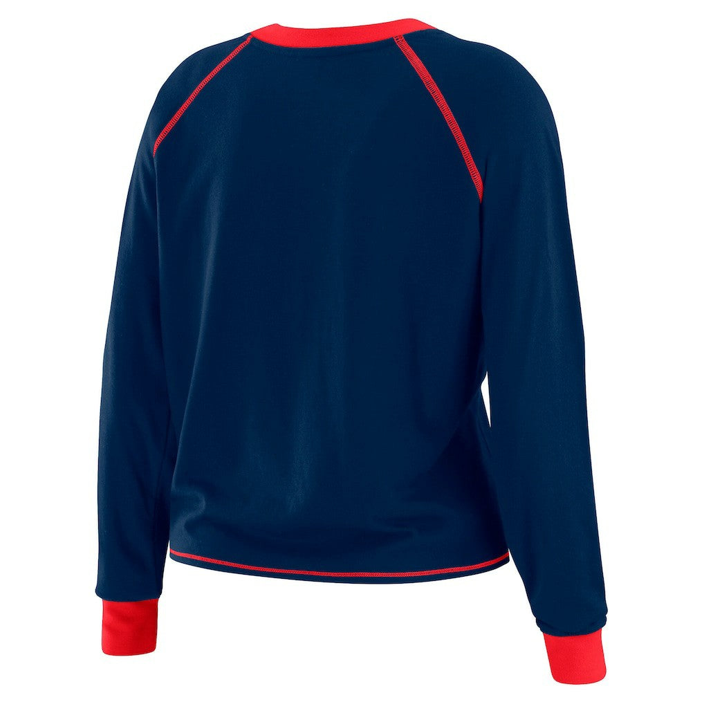 New York Giants WEAR by Erin Andrews Women's Tie-Front Long Sleeve Top - Navy/Red - NFL