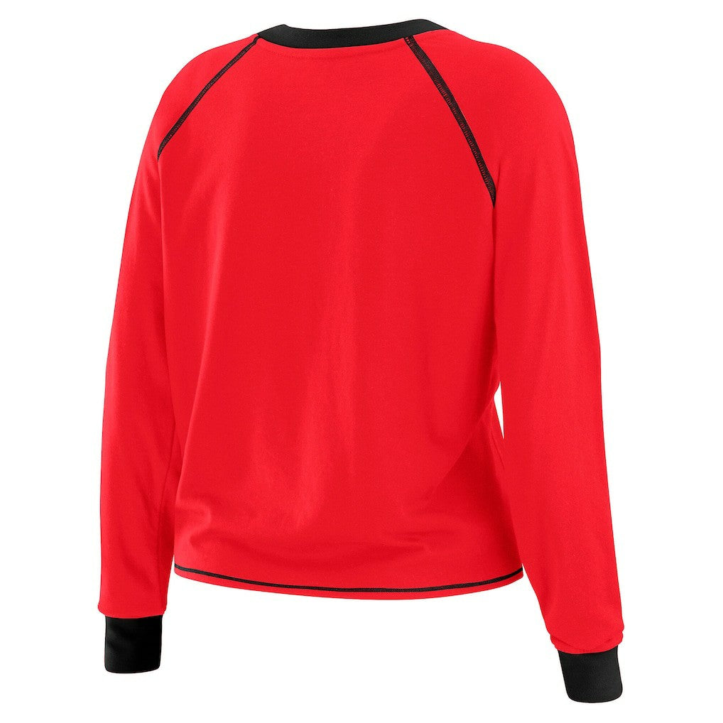 San Francisco 49ers WEAR by Erin Andrews Women's Tie-Front Long Sleeve Top - Scarlet/Black - NFL