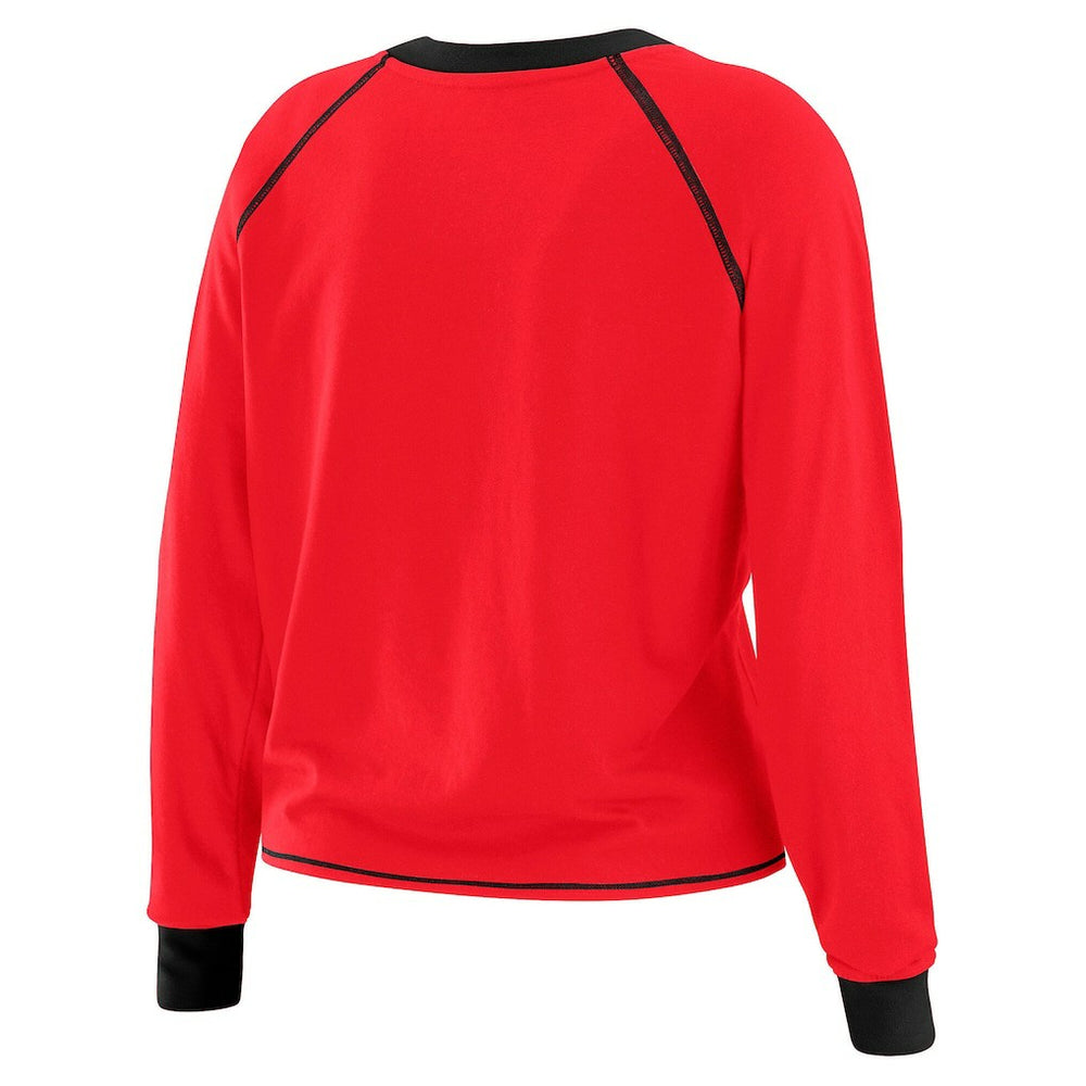 San Francisco 49ers WEAR by Erin Andrews Women's Tie-Front Long Sleeve Top - Scarlet/Black - NFL