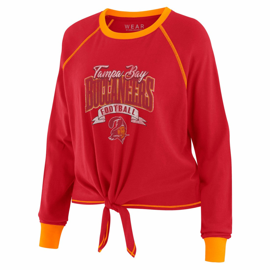 Tampa Bay Buccaneers WEAR by Erin Andrews Women's Tie-Front Long Sleeve Top - Red/Orange - NFL