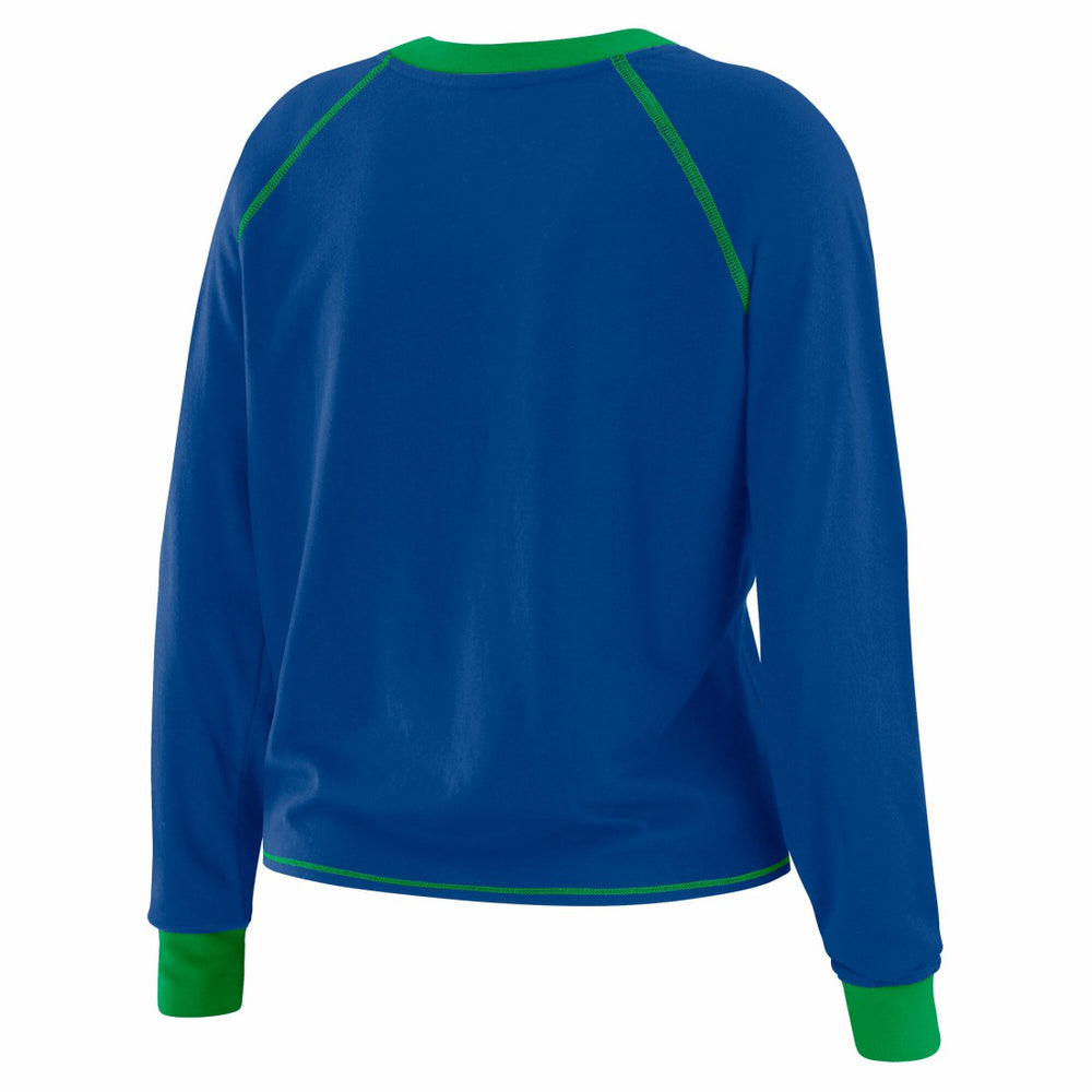 Seattle Seahawks WEAR by Erin Andrews Women's Tie-Front Long Sleeve Top - Royal/Green - NFL