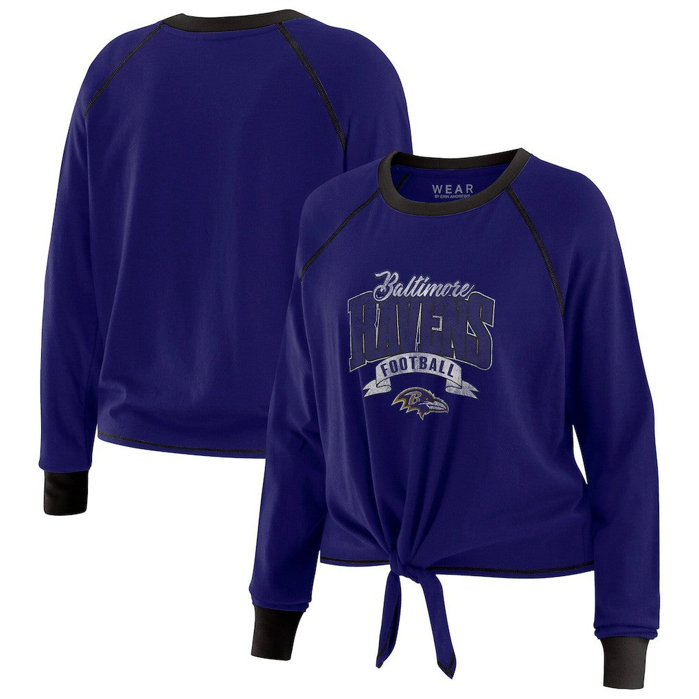 Baltimore Ravens WEAR by Erin Andrews Women's Tie-Front Long Sleeve Top - Purple/Black - NFL