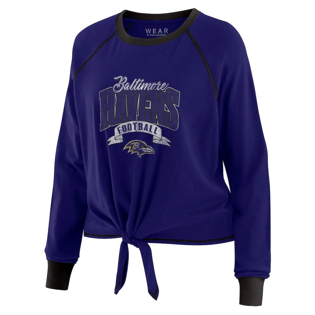 Baltimore Ravens WEAR by Erin Andrews Women's Tie-Front Long Sleeve Top - Purple/Black - NFL