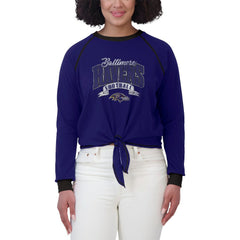 Baltimore Ravens WEAR by Erin Andrews Women's Tie-Front Long Sleeve Top - Purple/Black - NFL