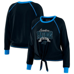 Carolina Panthers WEAR by Erin Andrews Women's Tie-Front Long Sleeve Top - Black/Blue - NFL